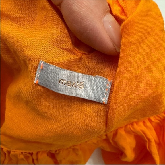 Makie 100% cotton bright orange little girls puff sleeve dress NEW - Picture 8 of 11